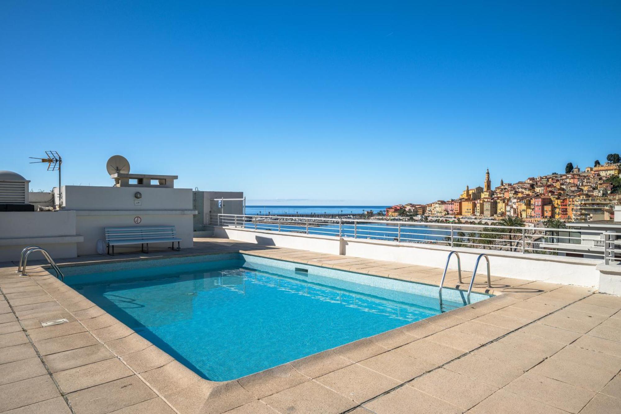 芒通Le Rocamare - Piscine Toit Terrasse - Parking Prive - Terrasse公寓 外观 照片
